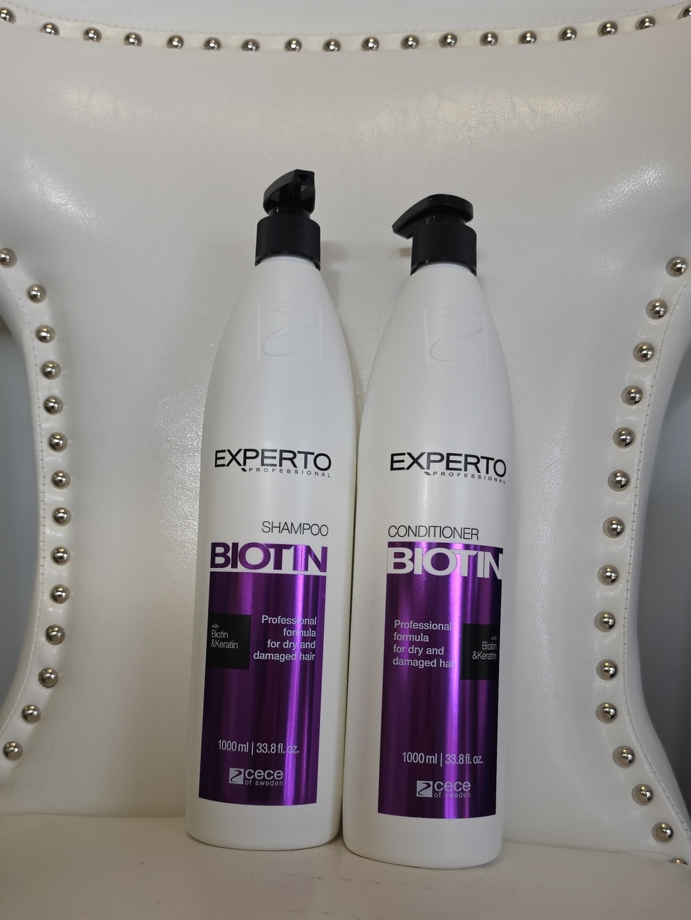 Experto Biotin Shampoo & Conditioner Set - White with Purple Accents
